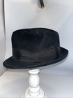 Vtg Black Fedora Black Grosgrain Band Breyer Hat Stores Chicago Sz 7 1 4