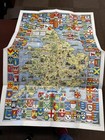 Historical Map Of England And Wales  Coat Of Arms Anglophile Uk Vintage Rare