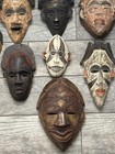 Vintage Hand Carved Wooden African Tribal Mask Lot Of 11