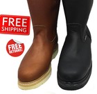 Genuine Leather Men   s Work Boots  Slip-on Work Safety Riding Heavy Duty