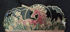 Vintage Metal Cloisonne Hair Comb - Unicorn Pattern