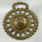Brass Horse Medallion Vintage English Sun Raised Face Spike Dog Tooth Harness