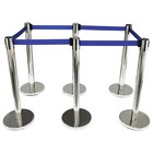 6pcs Silver Stanchion With Blue Belt Posts Covers Bases Stainless Steel Fences