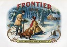 Rare Old Original Frontier 1846 Cigar Label - Winter Elk Hunting Scene - Cabin