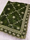 Green Embroidery Velvet Dupatta For Bride And Women Velvet Shawl Odhani Veil