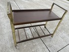 Vintage Mcm Modern Cart Trolley Serving Rolling Veneer Metal Frame Nl