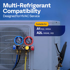 4 Valve Hvac Manifold Gauge Set R410a R454b R32 R22 Ac Gauges W  5ft Hoses Kit