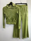 Vtg Y2k Juniors S m Velour Tracksuit Zip-up Hoodie   Flared Pants 2 Piece Set