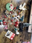Vtg Christmas Crafting Lot  Heavily Used Pieces Kitsch Plastic Flocked