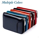 Mens Leather Zipper Slim Wallet Rfid Blocking Credit Card Holder Thin Purse