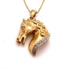 1 00 Ct Real Moissanite Horse Face Charm Pendant 14k Yellow Gold Plated Silver