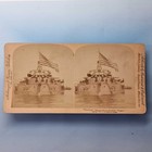 Pre Ww1 Stereoview C1910 American Navy Real Photo Uss Oregon Flies Old Glory