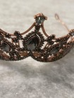 Tiara Crown Rose Gold Rhinestone Smoky Crystal Bridal Wedding Prom Costume