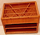 Vintage Burnt Bamboo And Rattan Desk Organizer 11  Inches Wide 9  Inches Tall
