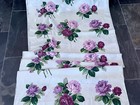 Hollywood Regency Purple Roses Mid Century Chintz Barkcloth Era Vintage Fabric