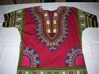 African Dashiki Shirt Unisex Tribal Print Red Multicolor Festival Boho Top