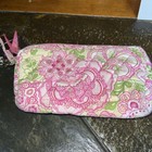 Vera Bradley Pink  Green Floral Cosmetic Bag Makeup Bag 