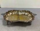Silver Plate Divided Serving Dish Footed With Handles 13 Inch Vintage Style