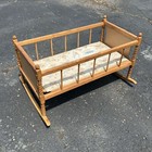 Handmade Wooden Rocking Cradle 25    Wood Baby Furniture Antique Vintage