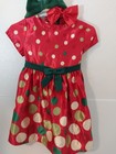 Christmas Dress 24 Mos  Baby Kids Poka Dots Red Green With Hair Bows