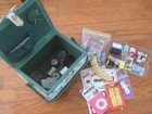 Vintage Floral Fabric Sewing Box With Contents