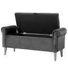 Upholstered Storage Ottoman End Of Bed Bench Velvet Entryway Rivet Long Seat