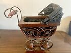 Vintage Wicker Baby Doll Carriage Buggy Antique Stroller Home Decor Planter