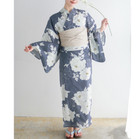 Yukata Summer Kimono Separated Type 4-piece Set Peony Navy Blue Japan