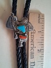 Turquoise Coral Sterling Silver Saddle Bolo Tie Fantastic Piece- Offers  
