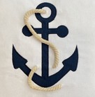 Nautical Anchor Square Decorative Cover Pillow Navy Red White Cotton Rope Accent