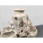 Vintage Hand Carved Soapstone Chinese Floral Triple Vase Sculpture Grey