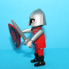 Playmobil Medieval Castle Knight Man Figure Red  Silver With Dragon Shield