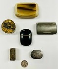 Lot Of 6  Vintage Antique Snuff Boxes Pill Cases Collection Sterling Six Boxes