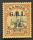 Travelstamps  Germany Colonies Samoa Stamps 3d On 25pf Mint Og Lh  signed Unwmk
