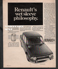 Lot Of 2  1968   1969 Renault 10 Print Ad  renault s Wet Sleeve Philosophy 
