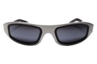 Genuine Vintage Sporty Design All Metal Wrap Frame Rectangle Silver Sunglasses