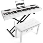 88keys Full Weighted Digital Piano Hammer Action Keyboard With Pedal bench White