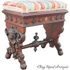 Antique Victorian Carved Walnut Foot Stool Bench Lift Lid 1870 Carved Bust Orig
