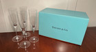 Set Of 4 Tiffany   Co  Classic Y-shaped Crystal Champagne Toasting Flutes W box