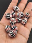 Lot Of 11pcs Old Venetian Chevron Trade Beads 14mm