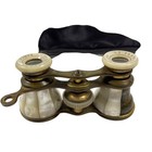 Antique Vintage La Premiere Paris Mother Of Pearl Opera Glasses Satin Case Read