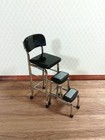 Dollhouse Retro Step Stool Tall Chair 1950s Style Black 1 12 Scale Miniature