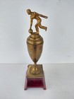 Vintage 50s Bowling Trophy Red Bakelite Cup Old Reading Beer Trophy Mcm