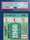1966 World Series Game 1 Ticket Stub Orioles Vs  Dodgers Psa 4