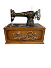 Decorative Wooden Box Depicting Old Singer Sewing Machine With Notions