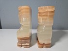 Vintage Hand-carved Marble Stone Bookends Onyx Natural Decor Pair Art Sculpture