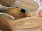 Nwob Beautisoles Womens Shoes Size 8 5 Blue white Dress Mules Leather And Fabric