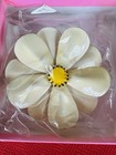 Vtg 1960s White Enamel Metal Flower Daisy  Large Daisy Brooch Pin Retro Gift Nos