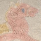 Vtg Chenille Crib Bedspread Pale Blue-gray W  Pink Pony Flowers