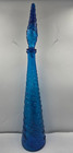 Vintage Mcm Empoli Guildcraft Wave Decanter 22 5    Blue Genie Bottle W stopper